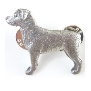 Vintage Brooch Rottweiler Dog Pewter Pin 1 1/8" Hat Tie Jacket Pin